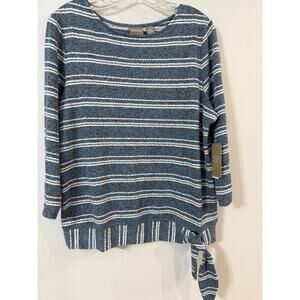 NWT Chico's Women's Triple Stripe Twist Front 3/4 Sleeve Top-Size 2= US 12 Lg.
